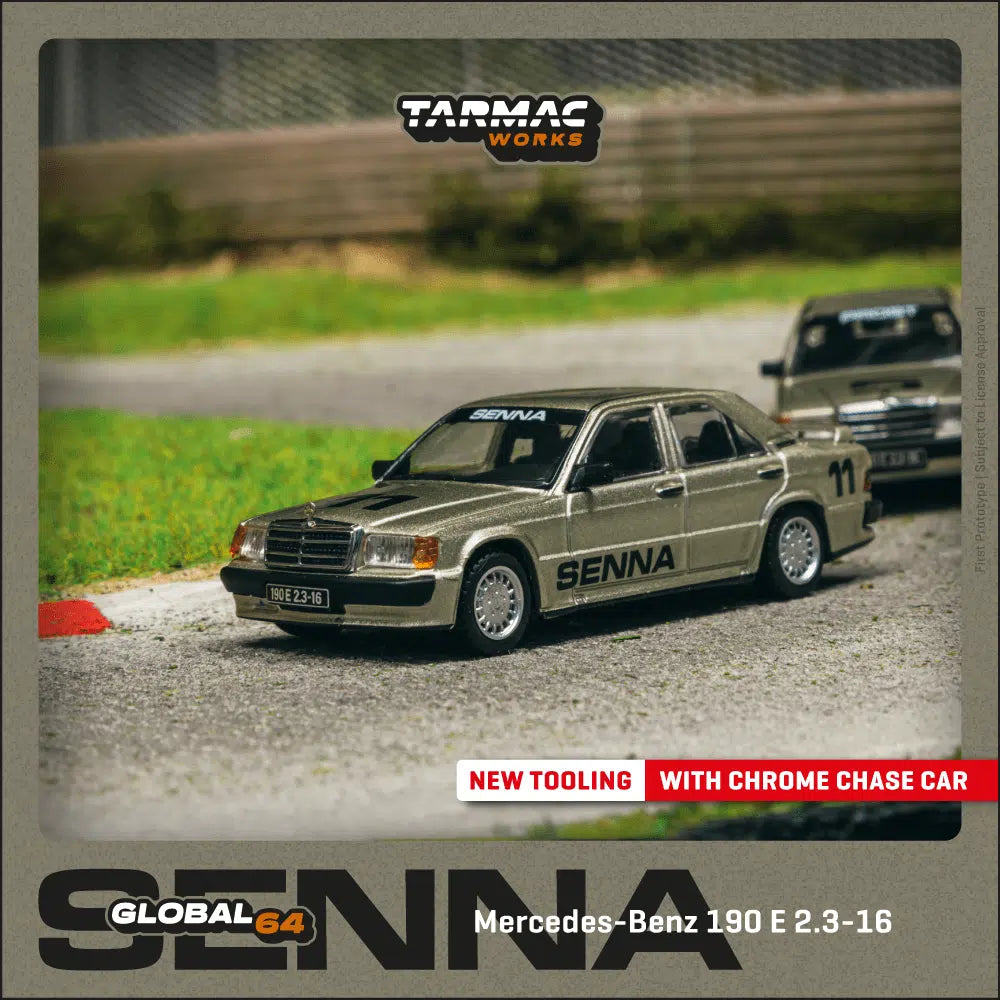 Mercedes-Benz 190 E 2.3-16 Race of Champion 1984 Ayrton Senna - GLOBAL64 - Tarmac Works - Scala 1/64 T64G-047-84ROC11