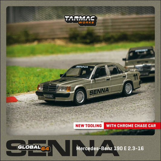 Mercedes-Benz 190 E 2.3-16 Race of Champion 1984 Ayrton Senna - GLOBAL64 - Tarmac Works - Scala 1/64 T64G-047-84ROC11