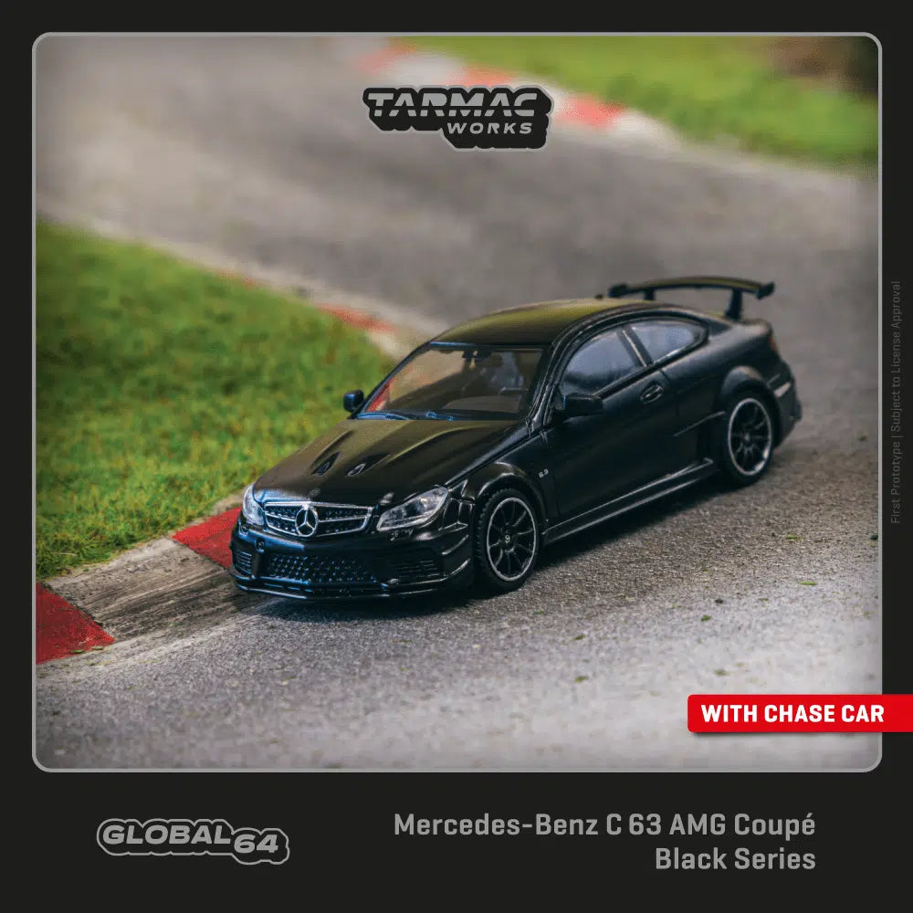 Mercedes-Benz C 63 AMG Coupé Black Series Matte Black - Tarmac Works GLOBAL64 - Scala 1/64 T64G-009-MB