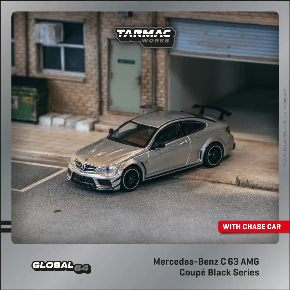 Mercedes-Benz C 63 AMG Coupé Black Series Silver Metallic - Tarmac Works GLOBAL64 - Scala 1/64 T64G-009-SL