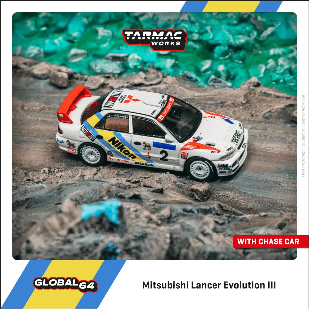 Mitsubishi Lancer Evolution III Hong Kong-Beijing Rally 1995 Winner - Tarmac Works GLOBAL64 - Scala 1/64 T64G-050-95HKBR02