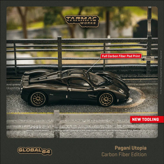 Pagani Utopia Black Carbon Fiber - Tarmac Works GLOBAL64 - Scala 1/64 T64G-TL055-BCF
