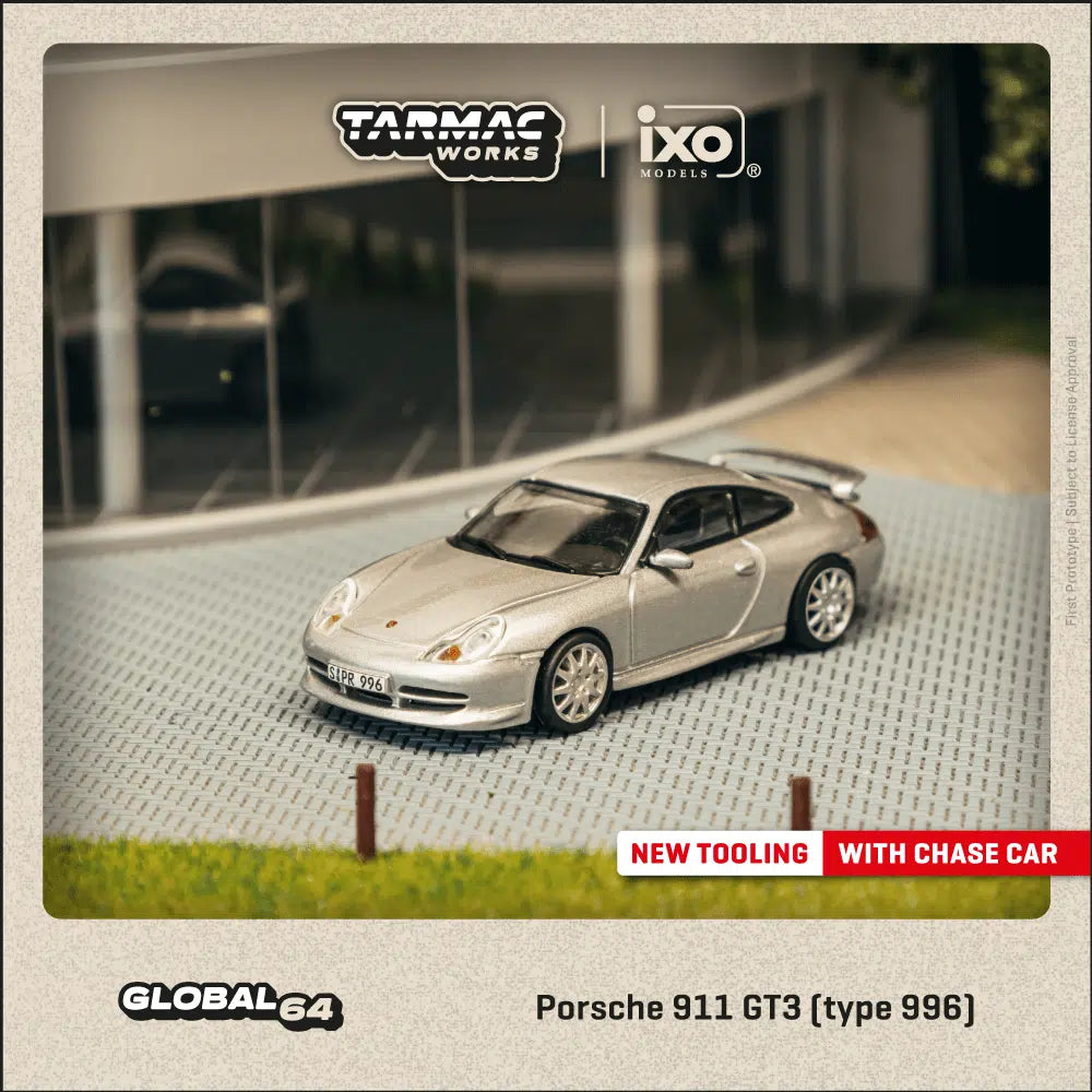 Porsche 911 GT3 (type 996) Silver - Tarmac Works GLOBAL64 - Scala 1/64 T64G-069-SL