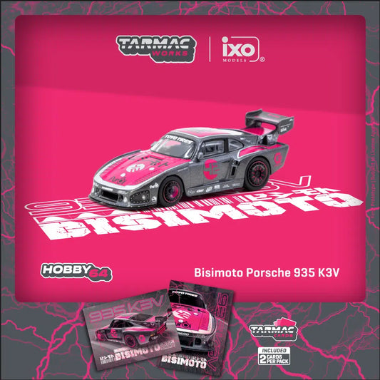 Bisimoto Porsche 935 K3V Model Car + Trading Cards Combo Set - Tarmac Works HOBBY64 - Scala 1/64 T64-079-K3V