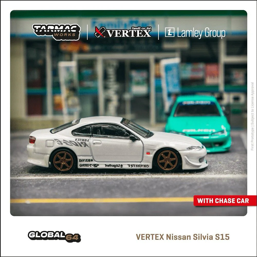 VERTEX Nissan Silvia S15 White Metallic MiJo Exclusives "Lamley Special Edition" - Tarmac Works - Scala 1/64 T64G-023-WH