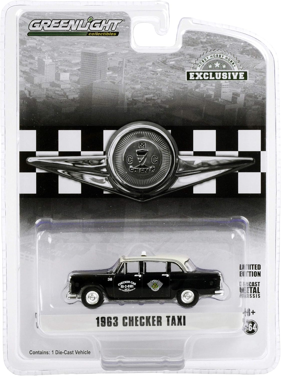 1963 Checker Taxi Black - Greenlight - Scala 1/64