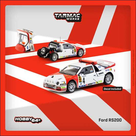 Ford RS200 #4 Rallye Catalunya 1986 Antonio Zanini - Josep Autet - Tarmac Works HOBBY64+ - Scala 1/64 T64P-001-86RC04