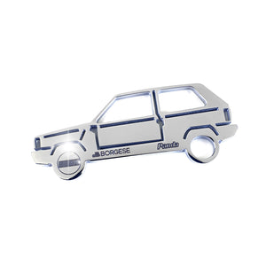 Porte-clés Fiat Panda (1980) en acier inoxydable poli