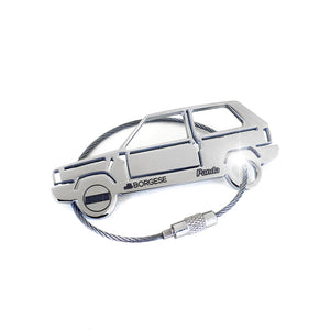 Fiat Panda keychain (1980) shiny stainless steel