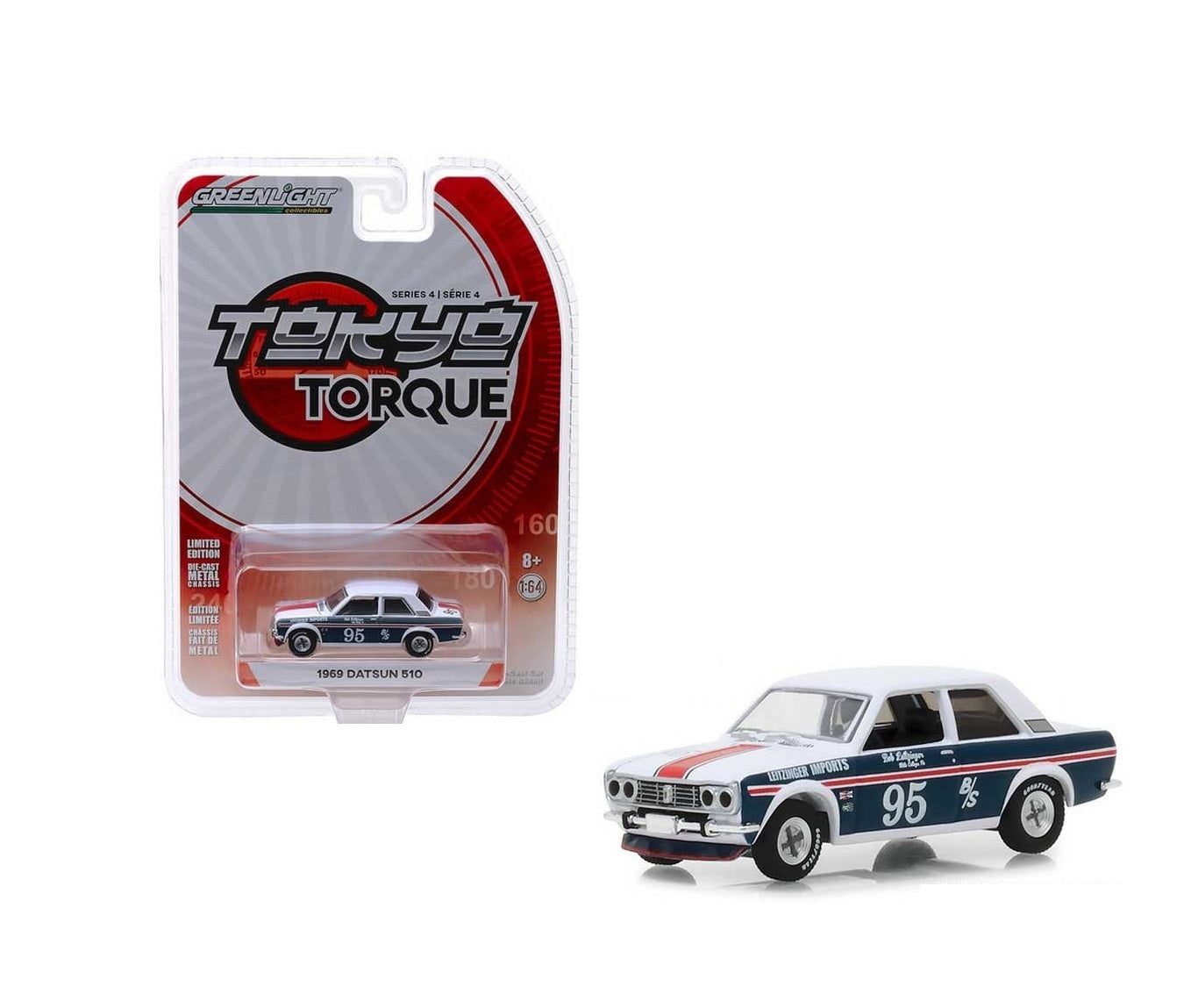 1970 Datsun 510 Silver Tokyo Torque Serie 2 - Greenlight - Escala 1/64