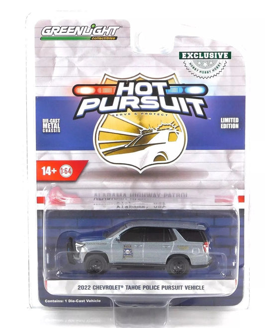 Chevrolet Tahoe 2022 Vehículo de persecución policial Alabama - Serie Greenlight Hot Pursuit - Escala 1/64