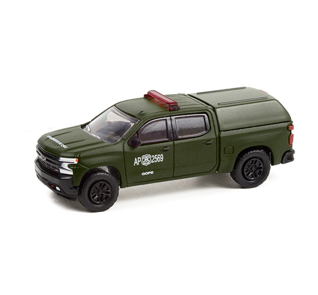 Chevrolet Silverado LT Trail Boss 2021 Z71 Carabineros De Chile - Greenlight - Scala 1/64