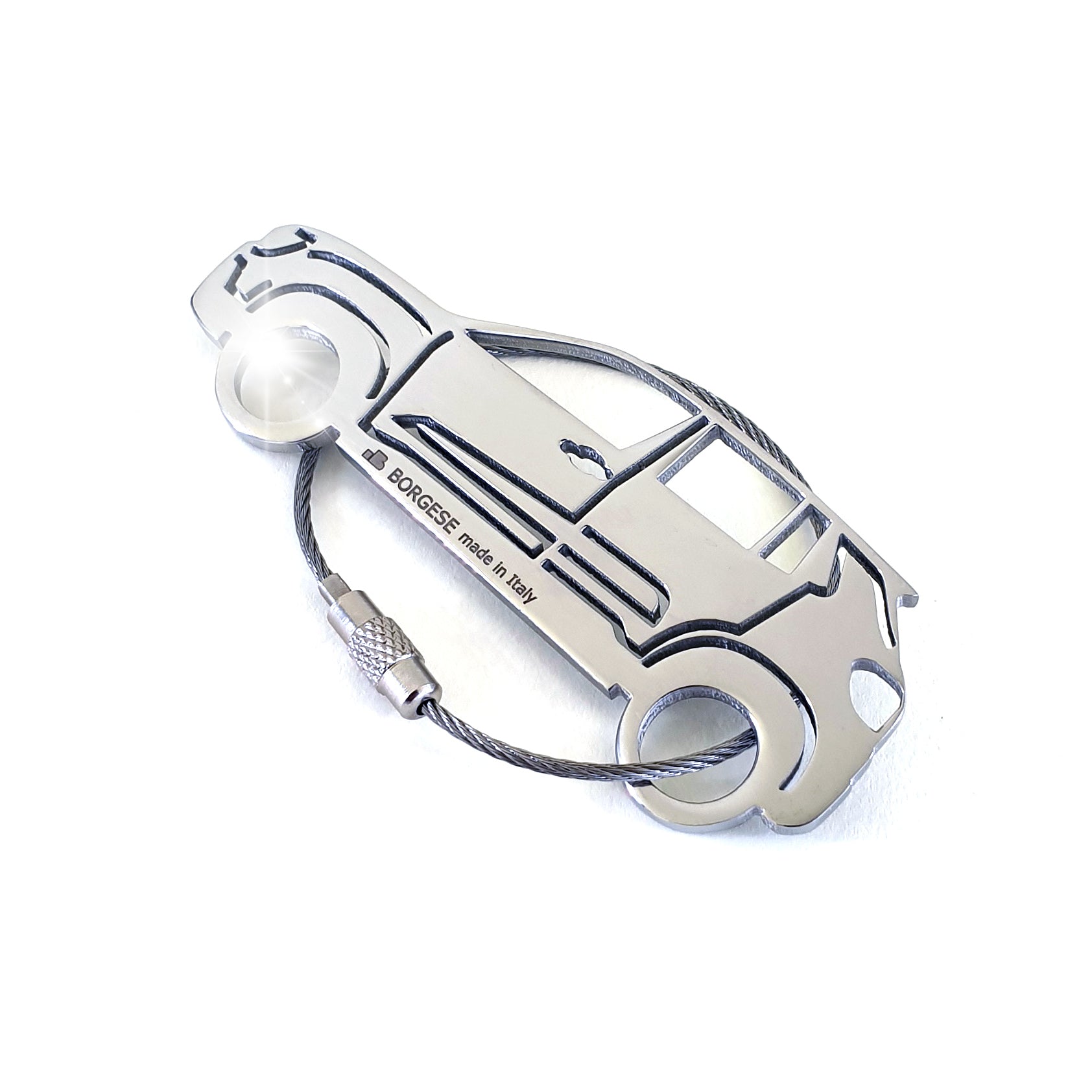 Portachiavi Jeep Wrangler CJ In Acciaio Inox 304 | Con Apriportiglia | Regalo Per Appassionati Jeep - Foto 4