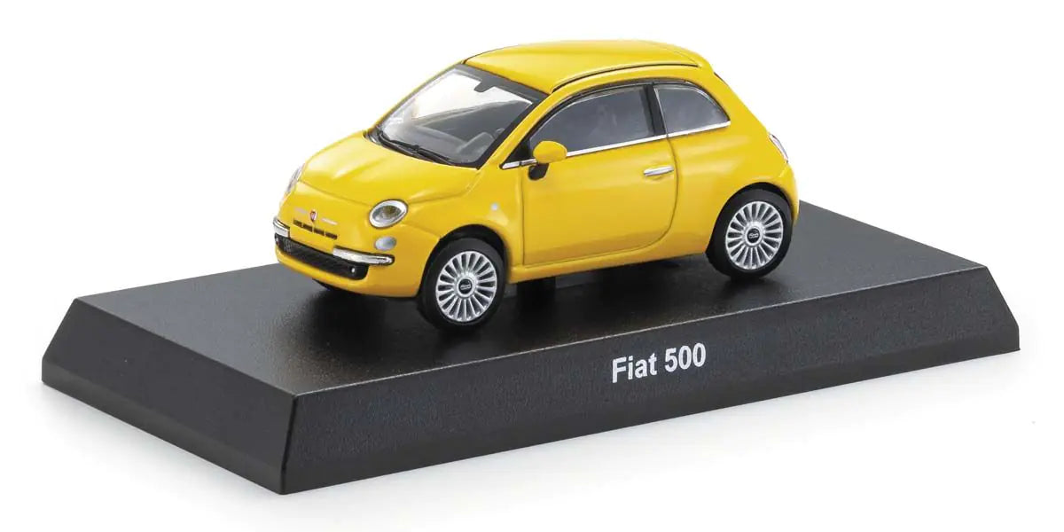 Fiat 500 2007 Yellow - Kyosho Mini Car & Book - Scala 1/64