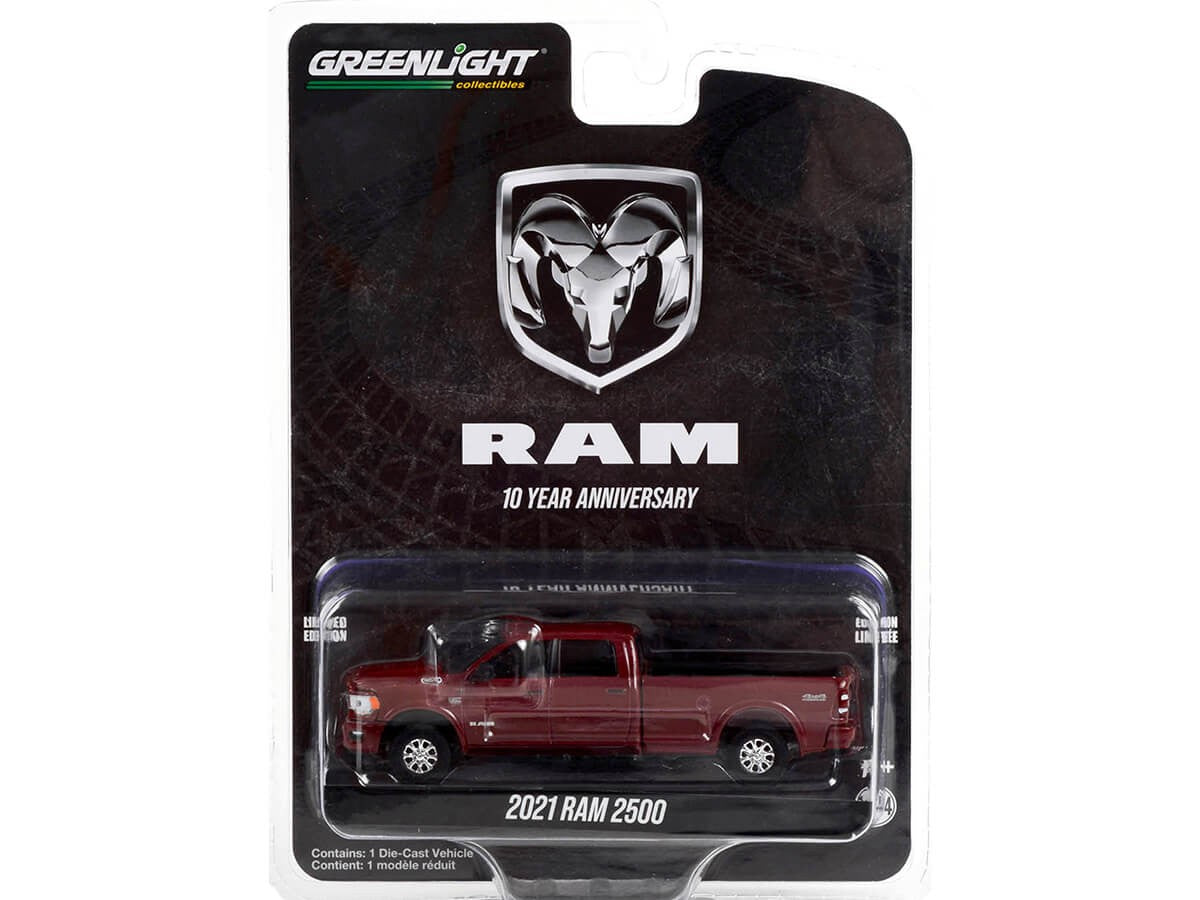 2021 RAM 2500 Borgoña (10º aniversario de RAM) - Greenlight - Escala 1/64