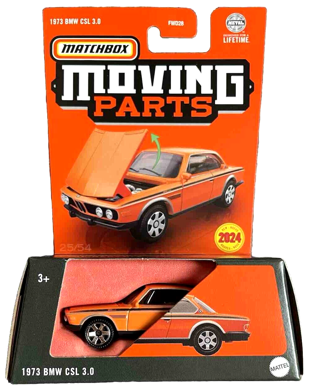 BMW CSL 3.0 1973 Orange - Matchbox Moving Parts - Scala 1/64 Circa