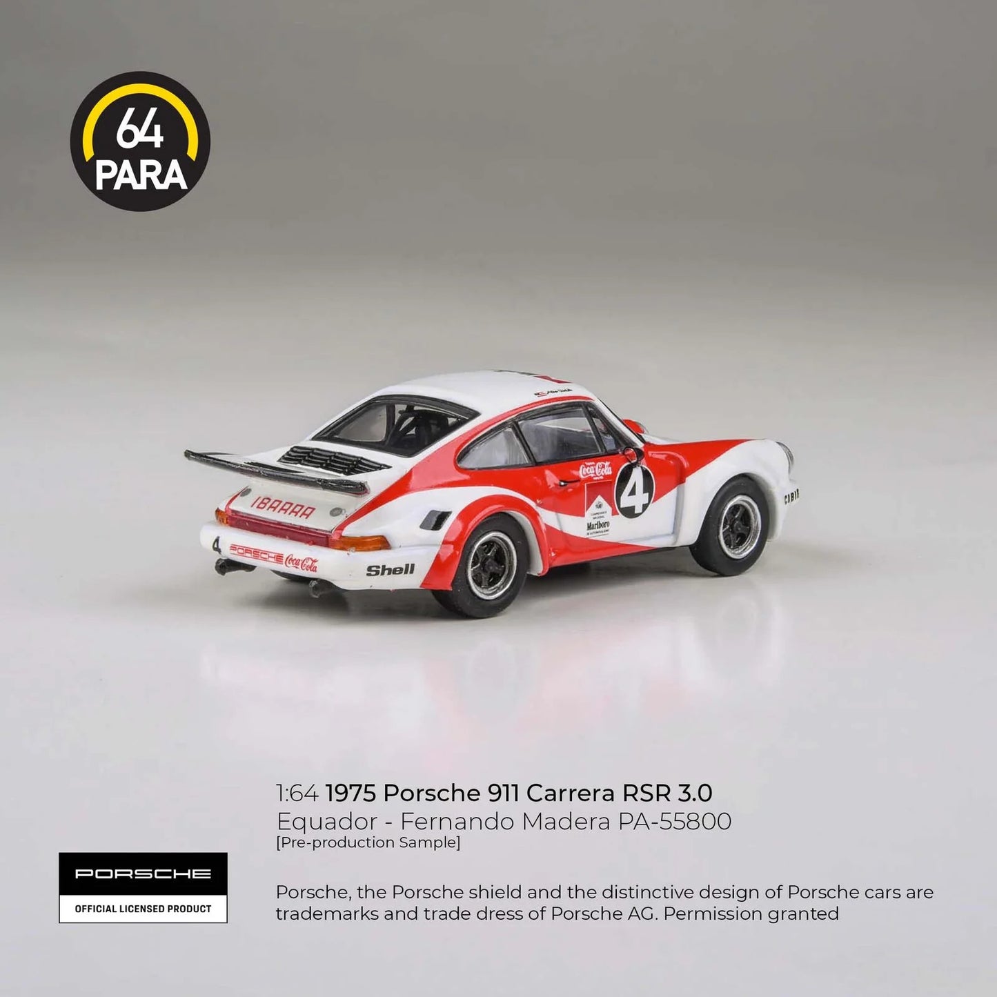 1976 Porsche 911 Carrera RSR 3.0 Ecuador Fernando Madera Coca-Cola - Para64 - Scala 1/64 PA-55800