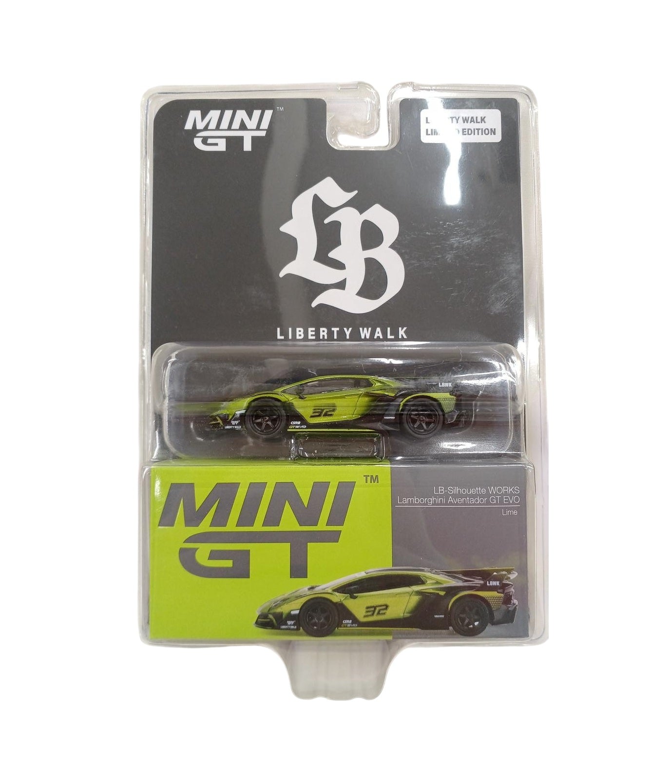 Lamborghini LB-Silhouette WORKS Aventador GT EVO Lime LBWK - Mini GT - Scala 1/64  MGT00605-LB