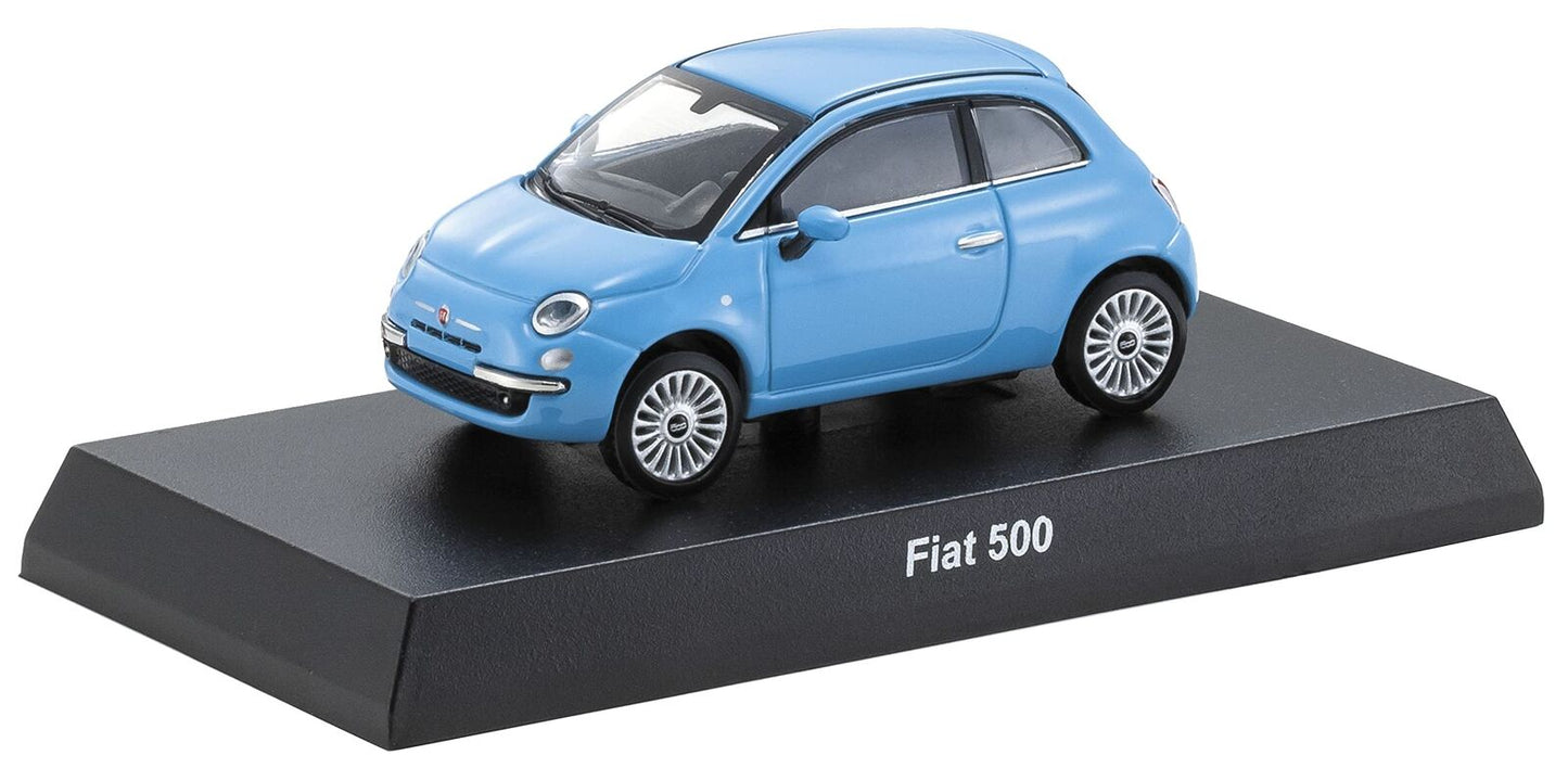 Fiat 500 2007 Blue - Kyosho Mini Car & Book - Scala 1/64