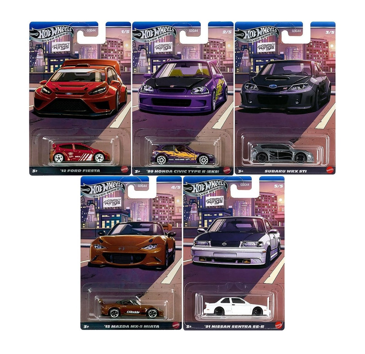 Set 5 Modelli - Silver Series Compact Kings Full Set - Hot Wheels - Scala 1/64
