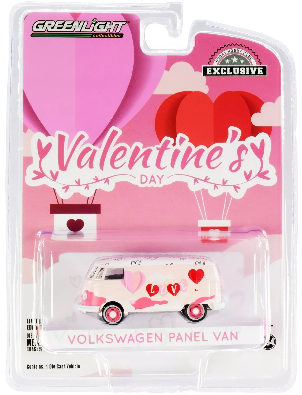 Volkswagen Tipo 2 Furgoneta Rosa San Valentín 2021 - Greenlight - Escala 1/64