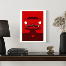 Load image into Gallery viewer, Alfa Romeo 8C stampa misura 50x70 disegnata da Leonardo Borgese ambientata
