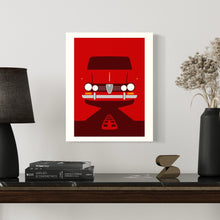 Load image into Gallery viewer, Alfa Romeo Giulia stampa misura 50x70 disegnata da Leonardo Borgese ambientata
