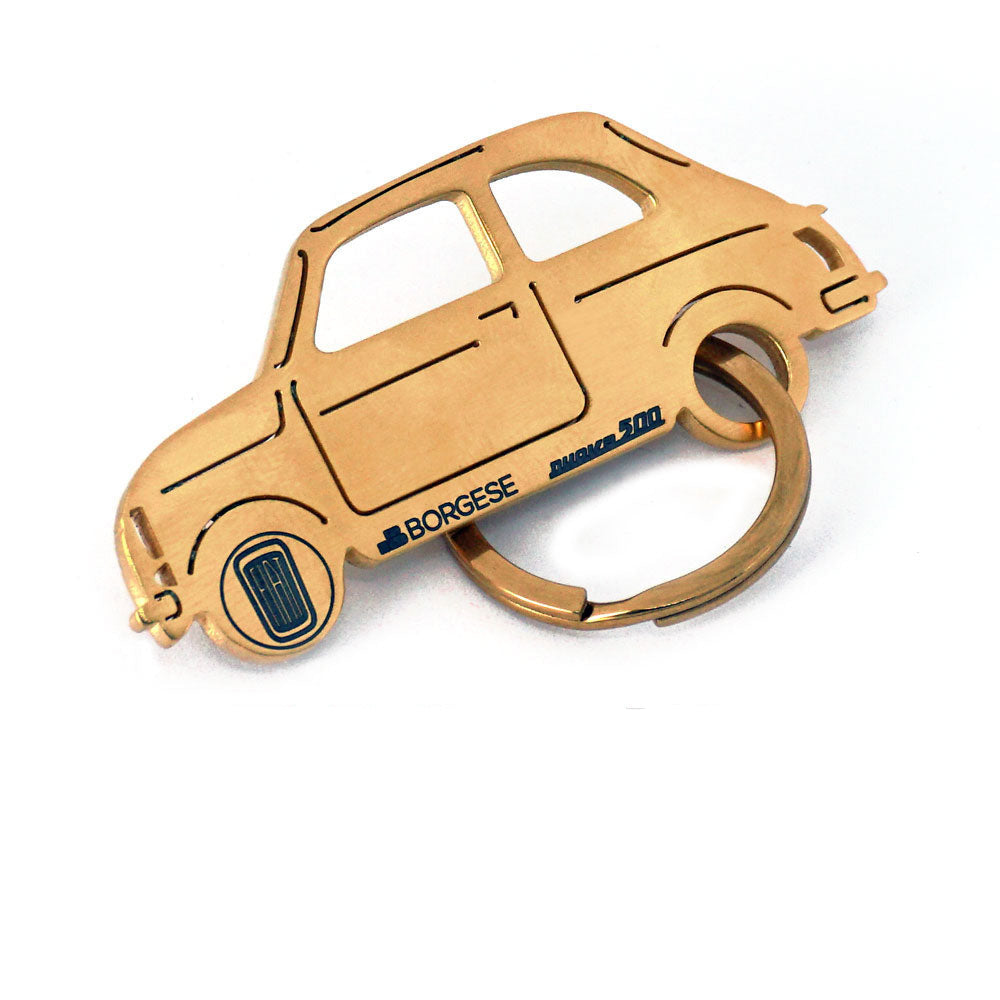 Fiat 500 (1957) - Keychain with gold in gold 24k Satin finish – Borgeseidea