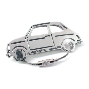 Fiat 500 keychain (1957) shiny stainless steel