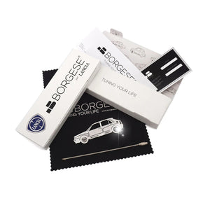 Portachiavi Lancia Delta Evoluzione Acciaio Inox Lucido foto packaging